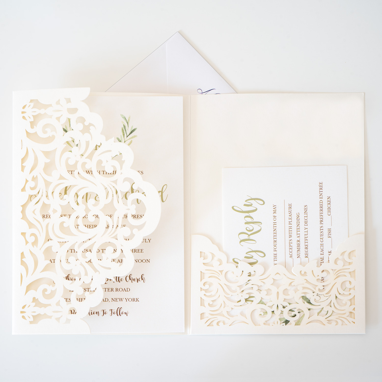 Elegant-Ivory-Tri-fold-Laser-Cut-Wedding-Invitation-Cards